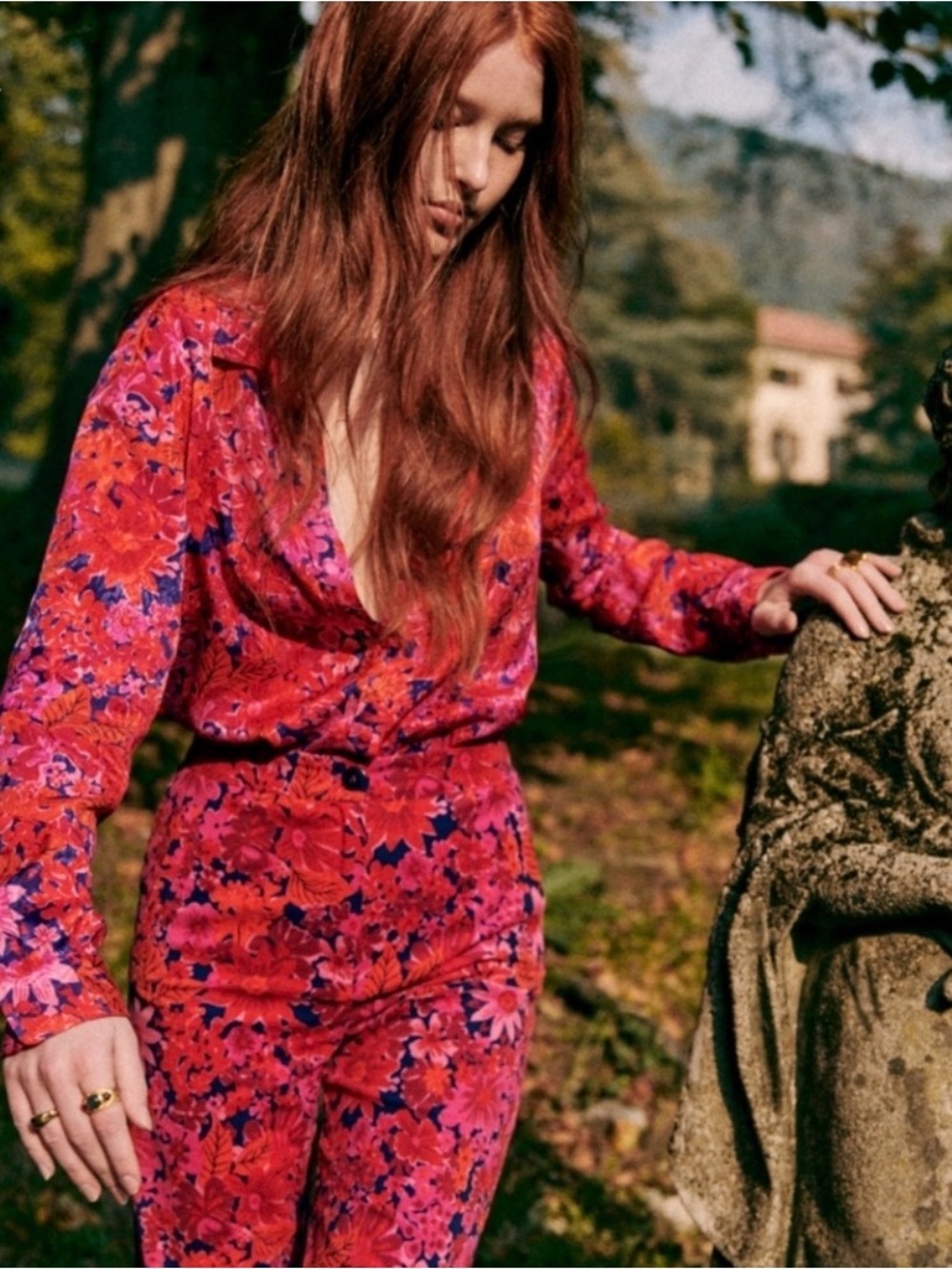 Sézane Ann Shirt in Floral Fuchsia - EU Size 40